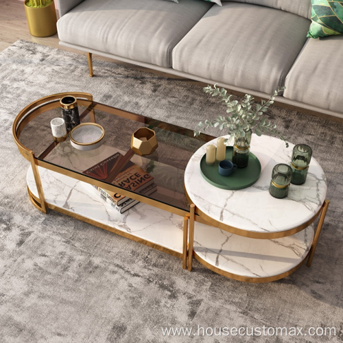Nordic Round Tea Table Extendable Glass Coffee Table